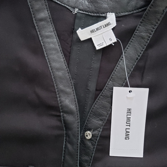 SOLD NWT Helmut Lang Black Soft Vicose and Leather Shirt szS - Picture 11 of 11